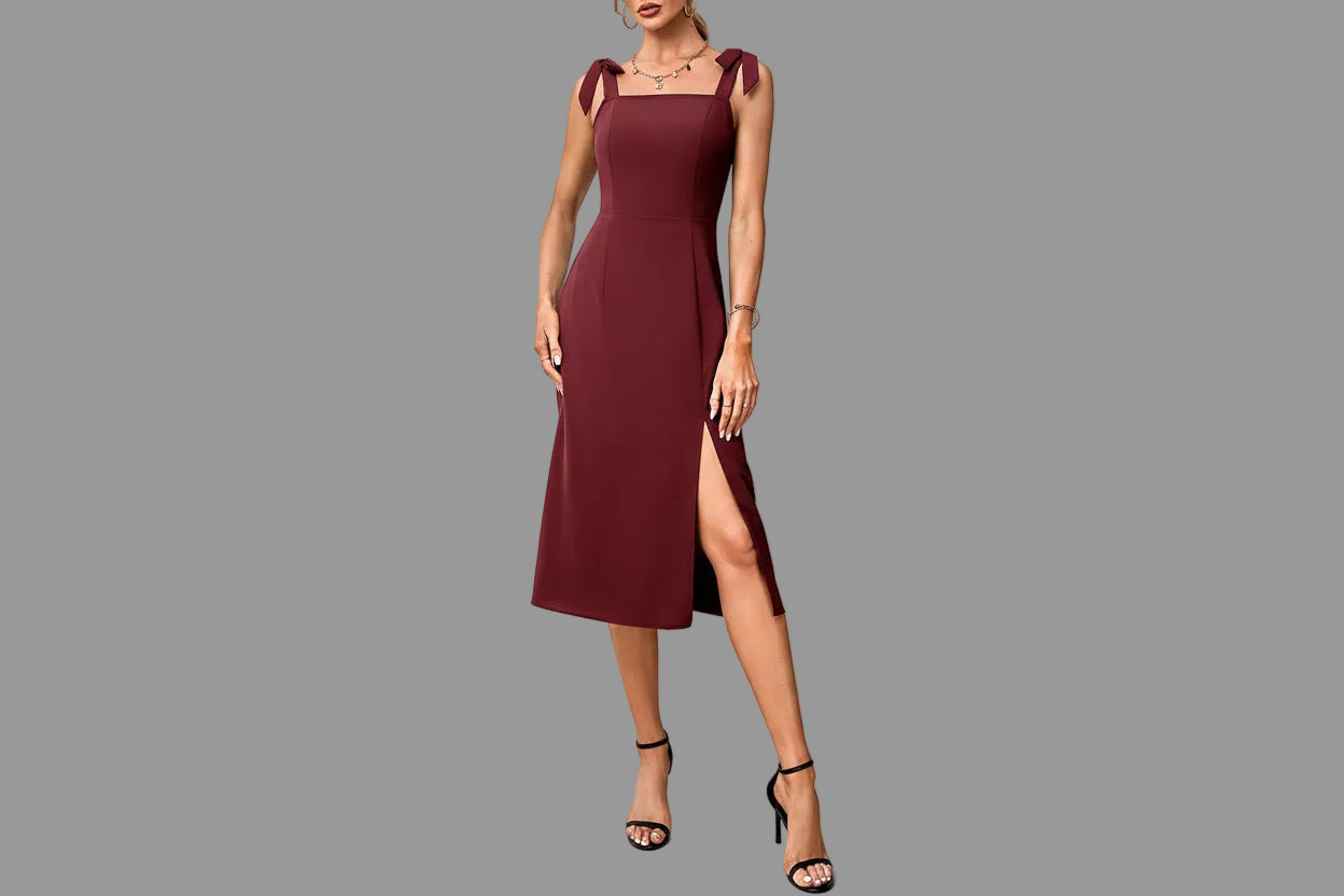 Elegant Square Neck Formal Dress 